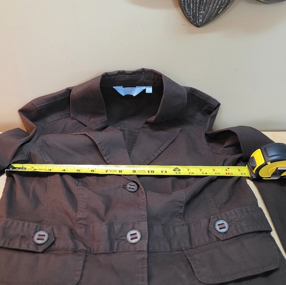 Denver Hayes Vintage textured striped dark brown blazer size M - Picture 9 of 14